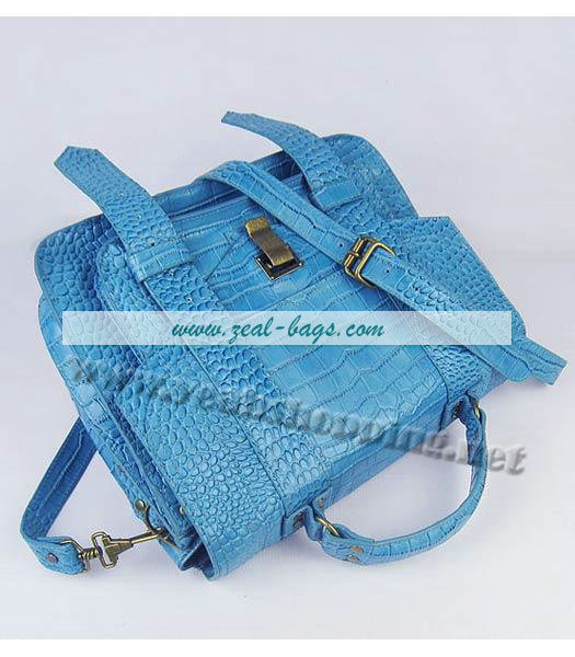 Knockoff Proenza Schouler Suede PS1 Satchel Bag in Light Blue Croc Veins